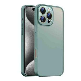 For iPhone 15 Pro Max Nano Semi-transparent Frosted Skin Feel Phone Case(Deep Cyan)