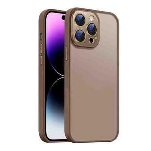 For iPhone 14 Pro Nano Semi-transparent Frosted Skin Feel Phone Case(Desert Gold)