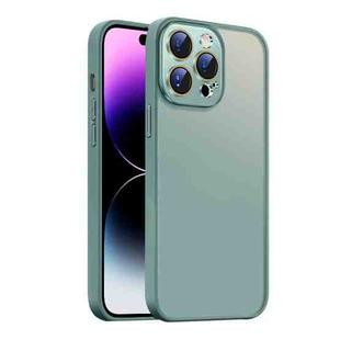 For iPhone 14 Pro Max Nano Semi-transparent Frosted Skin Feel Phone Case(Deep Cyan)