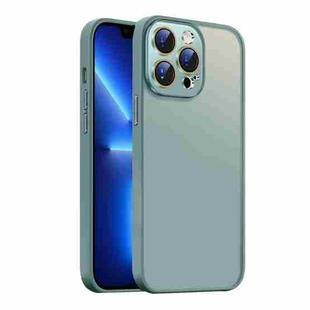 For iPhone 13 Pro Max Nano Semi-transparent Frosted Skin Feel Phone Case(Deep Cyan)