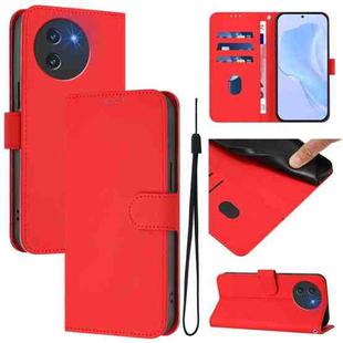 For Doogee Note 59 / Note 59 Pro Skin Feel Solid Color Leather Phone Case with Lanyard(Red)