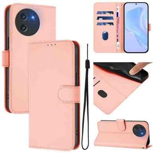 For Doogee Note 59 / Note 59 Pro Skin Feel Solid Color Leather Phone Case with Lanyard(Pink)
