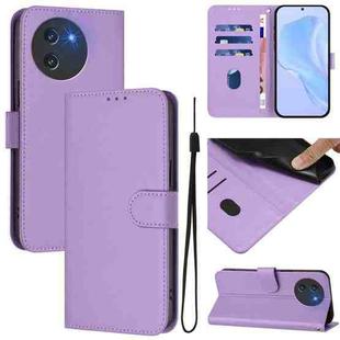 For Doogee Note 59 / Note 59 Pro Skin Feel Solid Color Leather Phone Case with Lanyard(Lavender Purple)