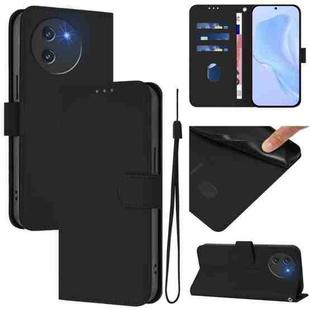 For Doogee Note 59 / Note 59 Pro Skin Feel Solid Color Leather Phone Case with Lanyard(Black)