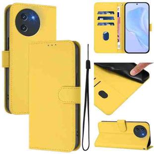 For Doogee Note 59 / Note 59 Pro Skin Feel Solid Color Leather Phone Case with Lanyard(Lemon Yellow)