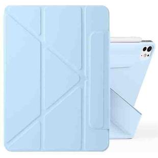 For iPad Pro 11 2024 Fixed Buckle Magnetic Deformation Leather Tablet Case(Ice Blue)