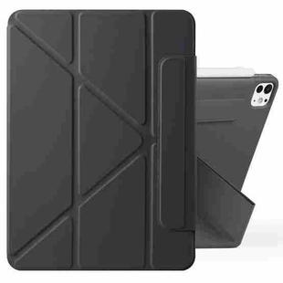 For iPad Pro 11 2024 Fixed Buckle Magnetic Deformation Leather Tablet Case(Black)