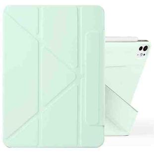 For iPad Pro 11 2024 Fixed Buckle Magnetic Deformation Leather Tablet Case(Baby Green)