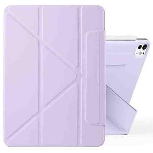 For iPad Pro 11 2024 Fixed Buckle Magnetic Deformation Leather Tablet Case(Purple)