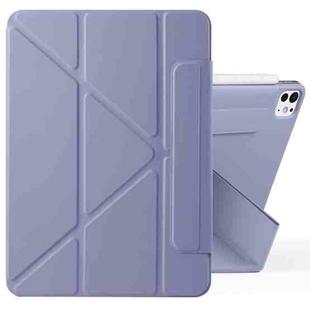 For iPad Pro 11 2024 Fixed Buckle Magnetic Deformation Leather Tablet Case(Lavender Purple)