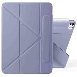 For iPad Pro 13 2024 Fixed Buckle Magnetic Deformation Leather Tablet Case(Lavender Purple)