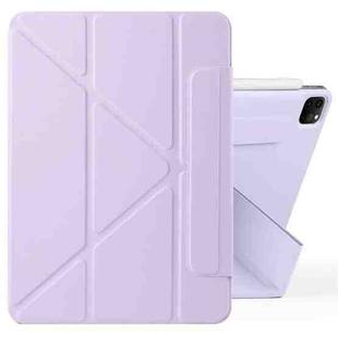 For iPad Pro 11 2022 / 2021 / 2020 Fixed Buckle Magnetic Deformation Leather Tablet Case(Purple)