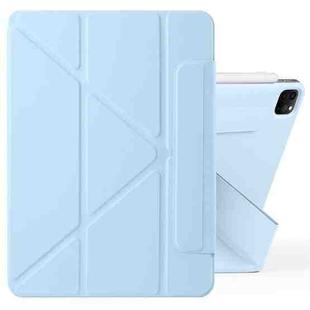 For iPad Pro 12.9 2022 / 2021 / 2020 Fixed Buckle Magnetic Deformation Leather Tablet Case(Ice Blue)