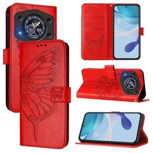 For Cubot A30 Embossed Butterfly Leather Phone Case(Red)