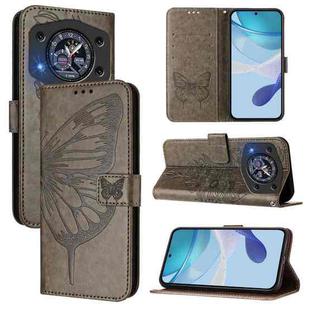 For Cubot A30 Embossed Butterfly Leather Phone Case(Grey)