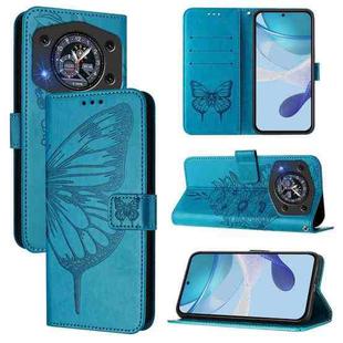 For Cubot A30 Embossed Butterfly Leather Phone Case(Blue)