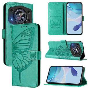 For Cubot A30 Embossed Butterfly Leather Phone Case(Green)
