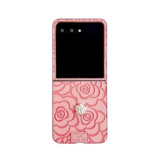 For Motorola Razr 50 / 50 Ultra 3D Camellia Plaid Fabric DIY PC Phone Case(Pink)