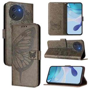 For Doogee Note 59 / Note 59 Pro Embossed Butterfly Leather Phone Case(Grey)