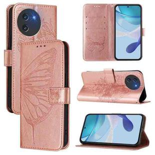 For Doogee Note 59 / Note 59 Pro Embossed Butterfly Leather Phone Case(Rose Gold)