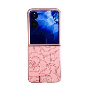 For Xiaomi Mix Flip Camellia Plaid Fabric DIY PC Phone Case(Pink)