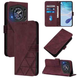 For Cubot A30 Crossbody 3D Embossed Flip Leather Phone Case(Wine Red)