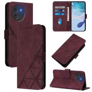 For Doogee Note 59 / Note 59 Pro Crossbody 3D Embossed Flip Leather Phone Case(Wine Red)