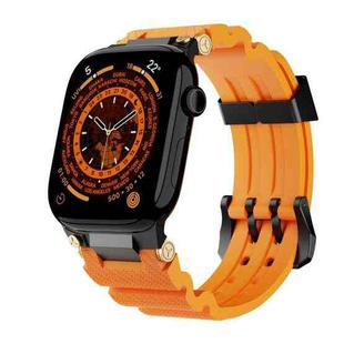 For Apple Watch 42mm / 41mm / 40mm / 38mm Cool Dual-Row Holes Silicone Watch Band(Orange Black)