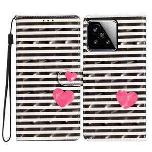 For Xiaomi 15 3D Pattern Leather Phone Case(Striped Heart)