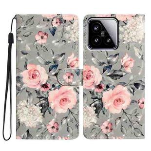 For Xiaomi 15 3D Pattern Leather Phone Case(Gray Base Flower)