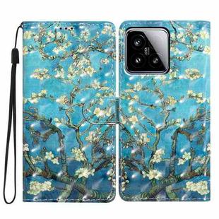 For Xiaomi 15 3D Pattern Leather Phone Case(Blue Base Apricot Flower)