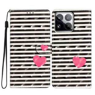 For Xiaomi 15 Pro 3D Pattern Leather Phone Case(Striped Heart)