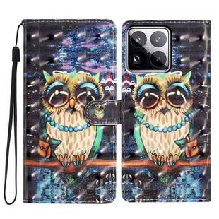 For Xiaomi 15 Pro 3D Pattern Leather Phone Case(Big-eyed owl)