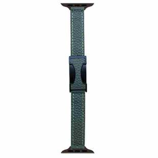 For Apple Watch 46mm / 49mm / 45mm / 44mm 14mm Magnetic Buckle Litchi Leather Watch Band(Deep Green)