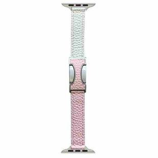 For Apple Watch 42mm / 41mm / 40mm / 38mm 14mm Magnetic Buckle Litchi Leather Watch Band(Pink Beige)