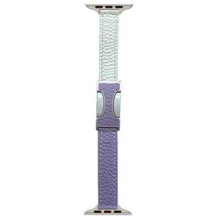 For Apple Watch 42mm / 41mm / 40mm / 38mm 14mm Magnetic Buckle Litchi Leather Watch Band(Purple Beige)