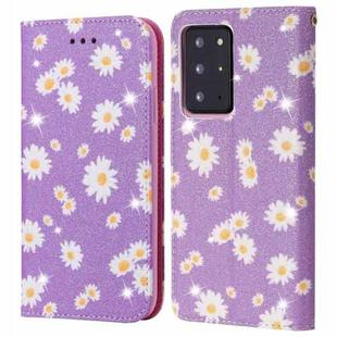 For Samsung Galaxy Note20 Ultra Glittering Daisy Magnetic Horizontal Flip Leather Case with Holder & Card Slots & Photo Frame(Purple)