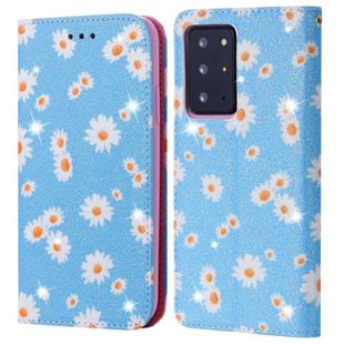 For Samsung Galaxy Note20 Ultra Glittering Daisy Magnetic Horizontal Flip Leather Case with Holder & Card Slots & Photo Frame(Blue)