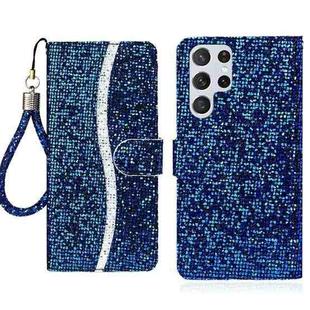 For Samsung Galaxy S25 Ultra 5G Glitter Powder Filp Leather Phone Case(Blue)