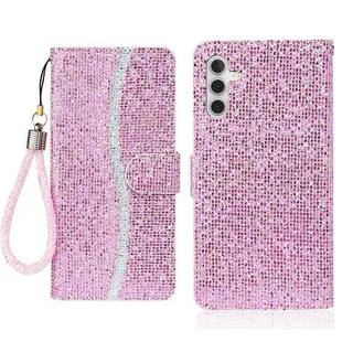 For Samsung Galaxy S25+ 5G Glitter Powder Filp Leather Phone Case(Pink)