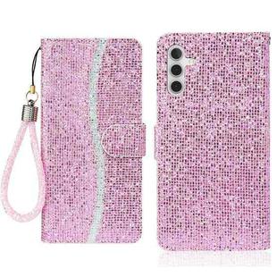 For Samsung Galaxy S24 FE 5G Glitter Powder Filp Leather Phone Case(Pink)
