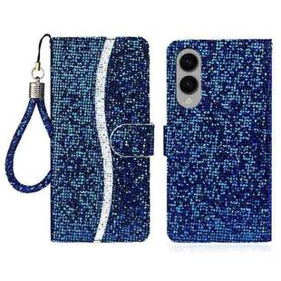 For Samsung Galaxy S25 Edge 5G Glitter Powder Filp Leather Phone Case(Blue)