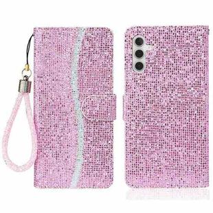 For Samsung Galaxy S25 FE 5G Glitter Powder Filp Leather Phone Case(Pink)