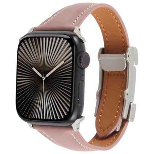 For Apple Watch 42mm / 41mm / 40mm / 38mm Slim Magnetic Buckle Genuine Leather Watch Band(Smoky Purple)