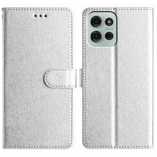 For Motorola Moto G75 Silk Texture Horizontal Flip Leather Phone Case(Silver)