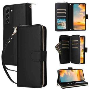 For Samsung Galaxy S22+ 5G Nine-card Slots Zipper Wallet Bag Leather Phone Case(Black)