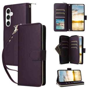 For Samsung Galaxy S23 FE 5G Nine-card Slots Zipper Wallet Bag Leather Phone Case(Dark Purple)