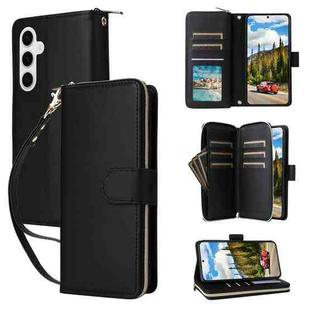 For Samsung Galaxy S24 5G Nine-card Slots Zipper Wallet Bag Leather Phone Case(Black)