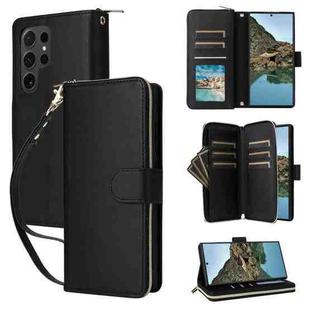 For Samsung Galaxy S24 Ultra 5G Nine-card Slots Zipper Wallet Bag Leather Phone Case(Black)