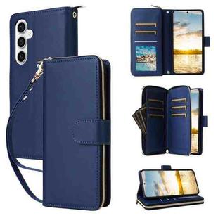 For Samsung Galaxy S25 FE 5G Nine-card Slots Zipper Wallet Bag Leather Phone Case(Blue)